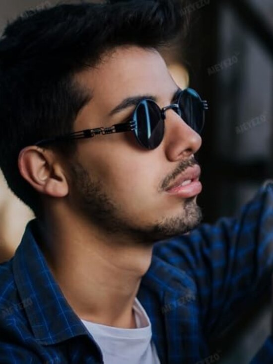 Round Steampunk Sunglasses for Men Women Retro Circle Hippie Glasses Metal Frame